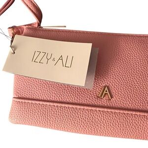 Izzy & Ali Vegan Leather Pebble Grain Taupe Crossbody / Wristlet